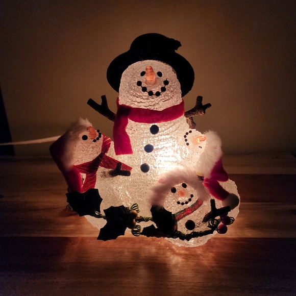 Vintage Christmas Snowmen Lamp - Picture 3 of 11